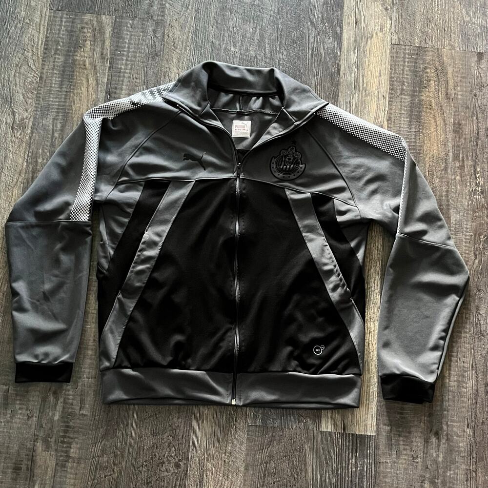 PUMA Chivas Guadalajara CDG Soccer Training Jacket Men's XL Gray Black Full Zip